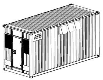 ABB inverter station, PVS800-IS Layout 1. Exit door 2. Inverters 3. Air inlets with filtering systems 4. Air outlets with weather protection hoods 4 5. Local power enclosure 6.