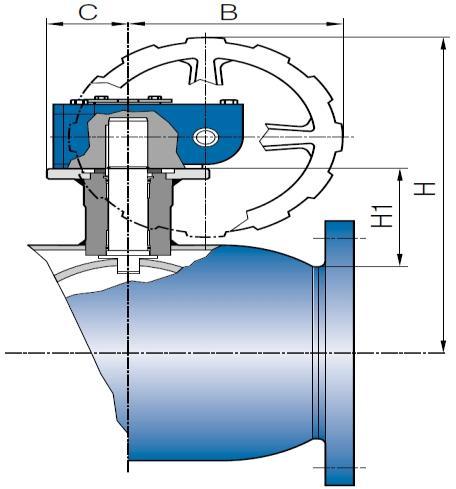 Mitat 34500TR-N + käsivaihde DN125-600 DN L D D1 D2 D3 Paino kg H B C H1 PN 16 PN 25 PN 16 PN 25 PN 16 PN 25 PN 16 PN 25 125 325 100 250 270 210 220 18 26 309 145 50 101 28 33 150 350 125 285 300 240