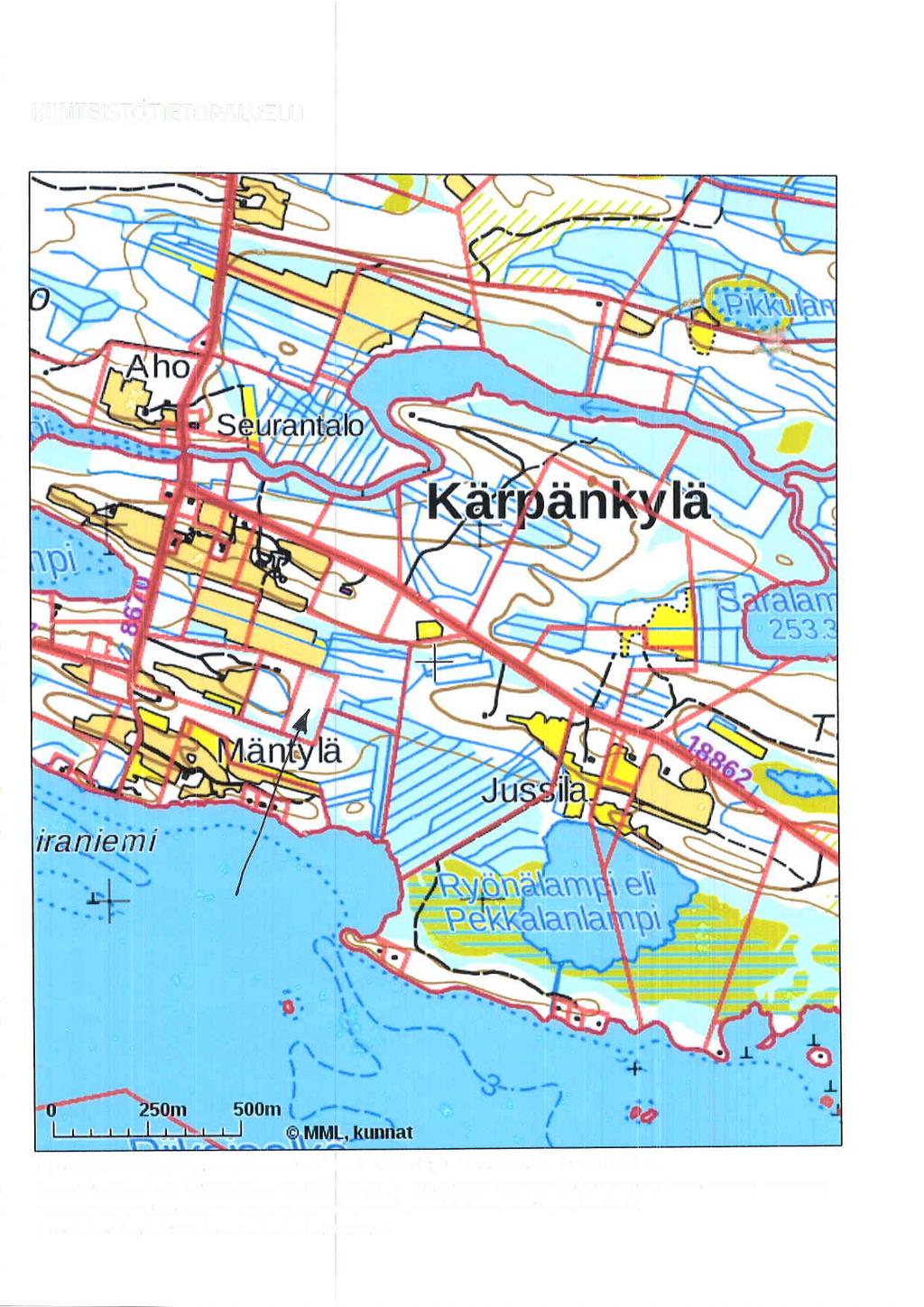 KI I NTEISTOTI ETIC PA LVE LU Tulosteen keskipisteen koordinaatit (ETRS-TM3SF Ni: N: 73L3635'25, E: 630874.75i KarEtatulostei ole mrittatarkka.