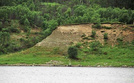 4.6.2 Fanasgieddi 2 Eroosiokohde on 8 15 m korkea ja 350 m pitkä. Fanasgieddi 2 on pisin Fanasgieddin kohteista ja sijaitsee ojien välissä (Kuva 13).