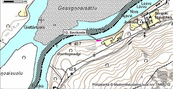 4.12 Savikoste Kuva 32. Savikoste, Utsjoki, Suomi. Savikoste sijaitsee Suomessa Utsjoen kunnassa Nivajoen veneenlaskupaikalta noin 500 metriä Tenojokea ylävirtaan (Kuva 32).