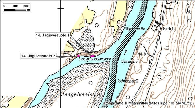 4.14 Jägilveisuolo 1 ja 2 Kuva 39. Jägilveisuolo, Norja, Tana. Kuva 40. Jägilveisuolo 1 ja 2. Kuva: G. Kristiansen. 4.14.1 Jägilveisuolo 1 Jägilveisuolon kohteet 1 ja 2 sijaitsevat Norjassa, Tanan kunnassa.