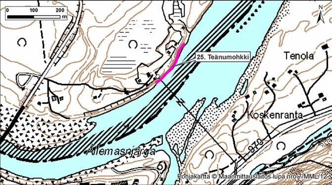 4.25 Teänumohkki Kuva 74. Teänumohkki, Norja, Tana. Teänumohkki sijaitsee Norjassa, Tanan kunnassa noin 700 metriä Utsjoen sillalta Tenojokea alavirtaan.