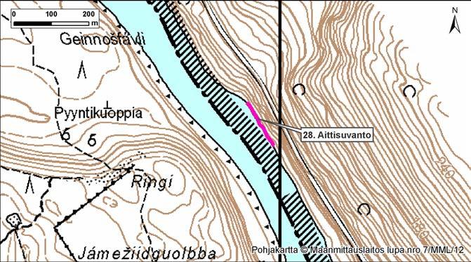 4.28 Aittisuvanto Kuva 85. Kohde 28 Aittisuvanto, Norja, Tana. Kuva 86. Kohteen ranta- ja rinnevyöhykkeet ovat kiviset. Kuva: A. Kurkela. Kuva 87. Kohde vuonna 1999.