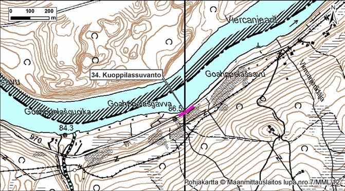 4.34 Kuoppilassuvanto Kuva 106. Kuoppilassuvanto, Suomi, Utsjoki. Kuva 107. Suojauksen kohdalla kasvillisuus on vähäinen. Kuva: A. Kurkela. Kuva 108. Kuoppilassuvanto vuonna 1999.