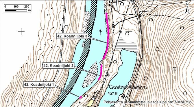 4.42 Koadniljoki 1, 2 ja 3 Kuva 132. Koadniljoki 1,2 ja 3, Suomi, Utsjoki. Kuva 133. Koadniljoki 1, 2 ja 3 ilmakuvassa. Kuva: G. Kristiansen.