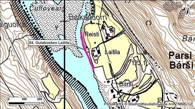 4.54 Outakosken Laitila Kuva 183. Outakosken Laitila, Suomi, Utsjoki. Kuva 184. Rantapenger on lähes täysin kiveä, mutta jyrkin kohta rinteestä on hyvin pensoittunut.