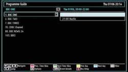 Red button (Prev Time Slice): Displays the programmes of previous time slice. Green button (Next Time Slice): Displays the programmes of the next time slice.