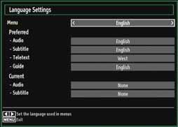 Operating Settings Menu Items Press or button to highlight a menu item. Press OK button to select an item. Press MENU button to exit.