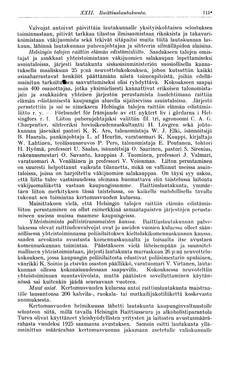 115* XXII. Raittiuslautakunta.
