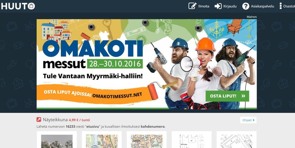 9 haastavaa ostaa jokainen potentiaalinen banneripaikka ja ympäristö manuaalisesti tuhansien sivustojen viidakosta. Kuvio 2: Esimerkki bannerimainoksesta Huuto.net sivustolla 2.