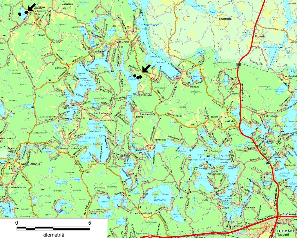 Sijainti 2 TIIVISTELMÄ Keskisellä kaavamuutoksella siirretään yhden rakennuspaikan sijaintia järven vastarannalle paikkaan, jossa on olemassa oleva sauna ja yleiskaavassa saunan rakennusoikeus.