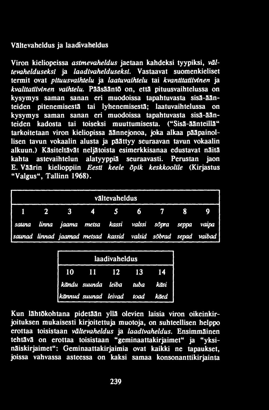 ("Sisä-äänteillä" tarkoitetaan viron kieliopissa äännejonoa, joka alkaa pääpainollisen tavun vokaalin alusta ja päättyy seuraavan tavun vokaalin alkuun.