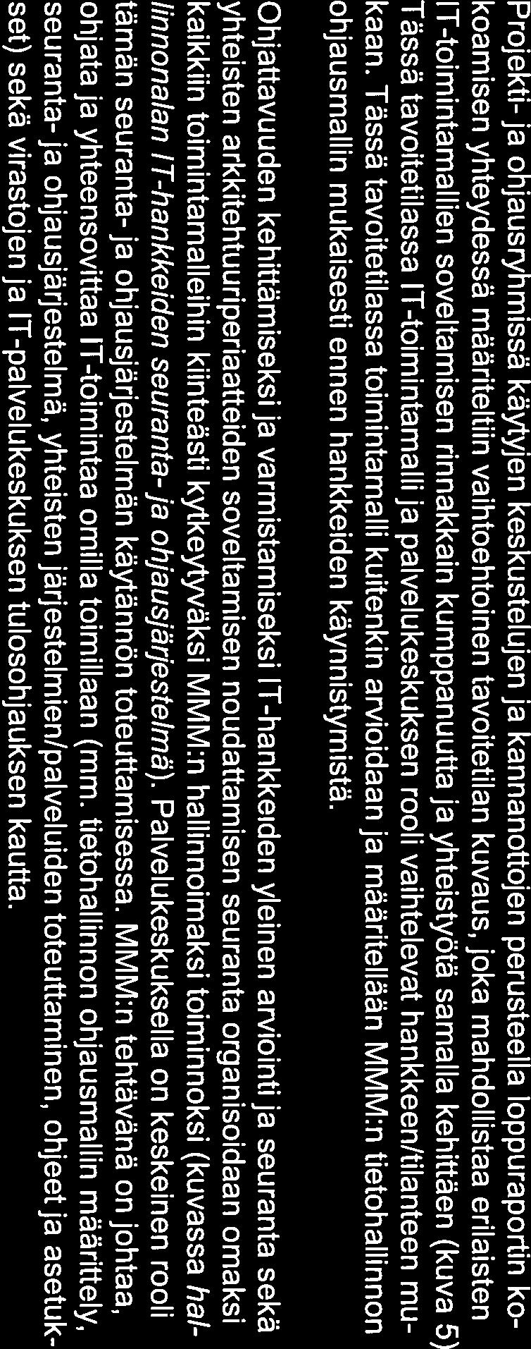 Tässä tavoitetilassa IT-toimintamalli ja palvelukeskuksen rooli vaihtelevat hankkeen/tilanteen mu kaan.