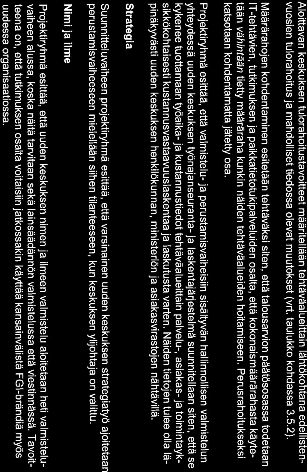 Aloittavan keskuksen tulorahoitustavoitteet määritellään tehtäväalueittain lähtökohtana edellistenvuosien tulorahoitus ja mahdolliset tiedossa olevat muutokset (vrt, taulukko kohdassa 3.5.2).