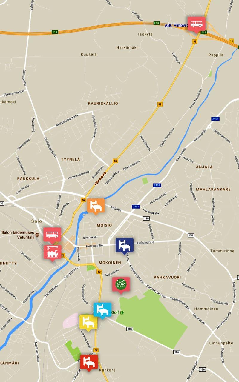Linkki tarkempaan karttaan, jossa näkyvät majoituskoulut, tapahtumapaikat sekä bussipysäkit löytyy täältä: Onnibus Explo17 kartta