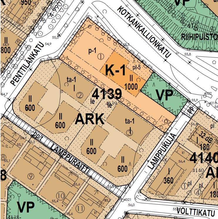 Asemakaava Korttelialueella on voimassa 8.7.1993 hyväksytty Penttilänpellon pohjoisosan asemakaava. Lamppuraitin katualue sisältyy 29.1.2007 hyväksyttyyn Penttilänpellon asemakaavaan.