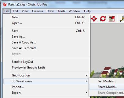SketchUp mallin julkaisu Valmista mallia voi tutkia ilmaisella Viewer:lla: http://www.sketchup.