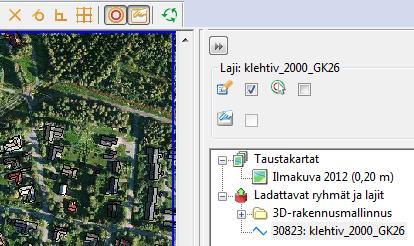 Locus esivalmistelut Ennen Update3D käyttöä avaa Locus. Siirrä tarvittaessa Latausryhmään halutut taustat ja lajit.