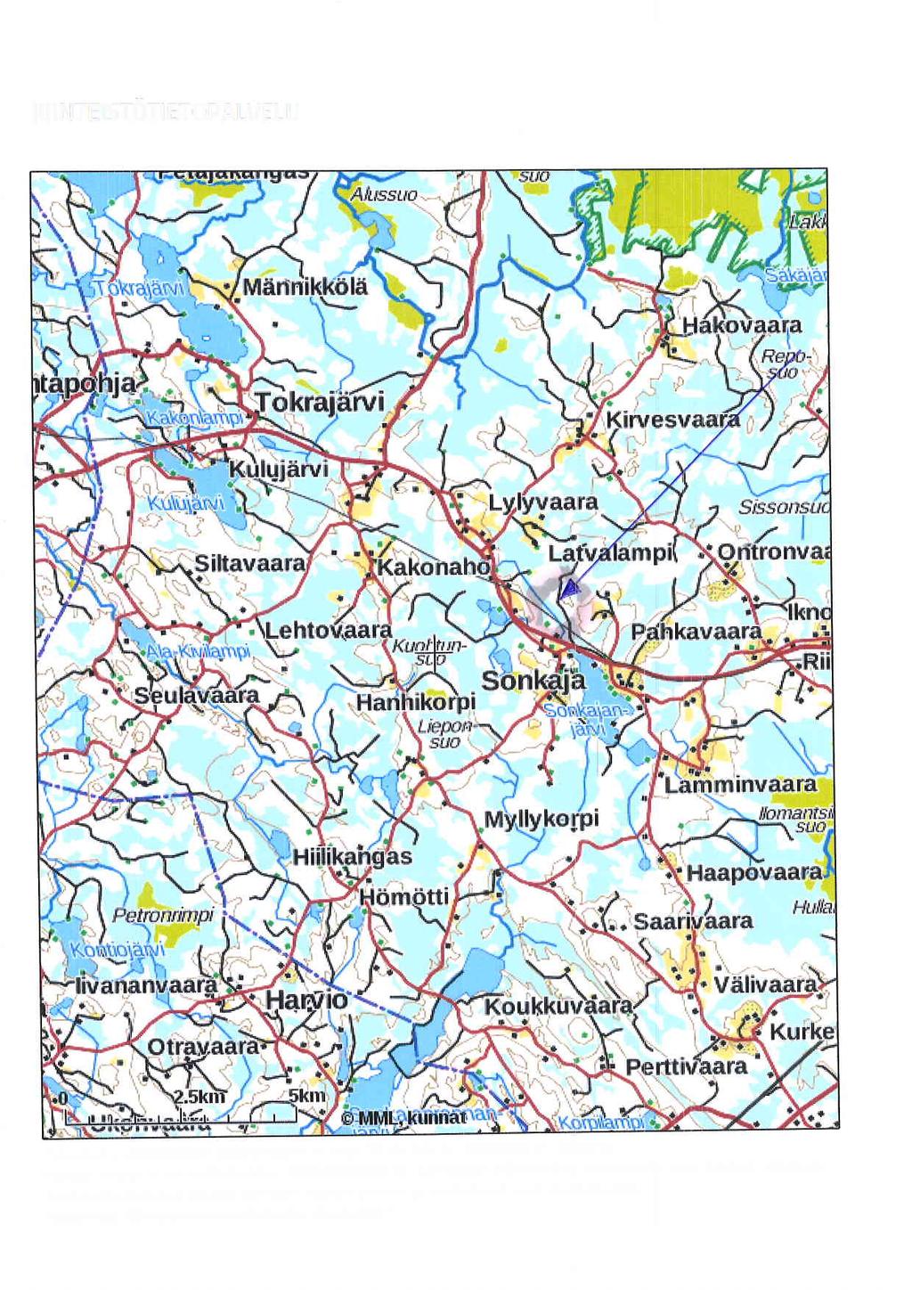 K NTE STOT ETO PALVE LU Tulosteen keskipisteen koordinaatit (ETRS-TM35FlN): N: 6958826,