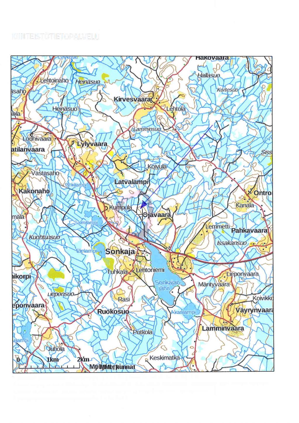 HNTESOT ETO PA LVE.U Tulosteen keskipisteen koordinaatit (ETRS-TM35FlN): N: 6959786, E: 69.[510 Karttatuloste ei ole nnittatarkka.