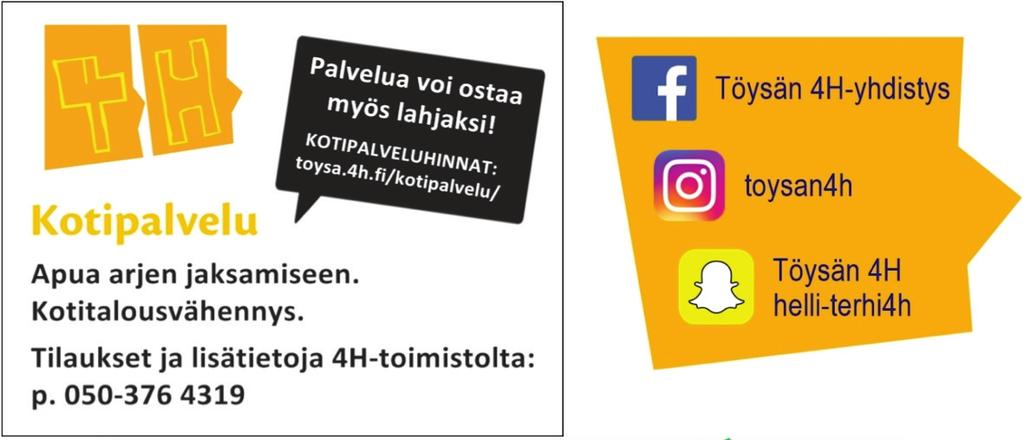 Käydään läpi mitä 4H-yrittäjyys on ja esimerkkejä siitä millaisia 4H-yrityksiä nuoret ovat perustaneet. Tuu mukaan jos sulla on joku idea! Tarjolla välipalaa. Ilmoittaudu business caféhen ennakkoon p.