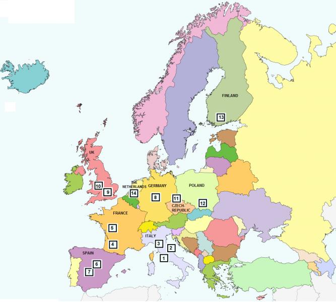 The SPRINTT randomised clinical trial 15 keskusta 11 maassa: Italia Ranska