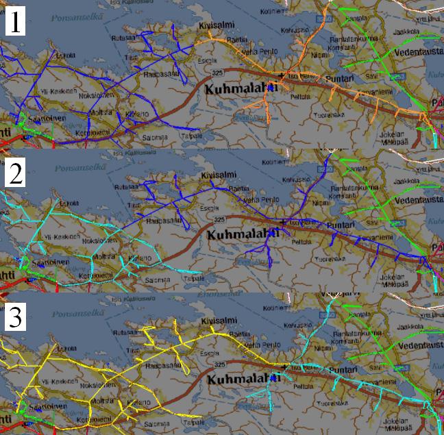 71 (79) Taulukko 11 Tunnusluvut nykyisellä ja uudella verkolla SAIFI [kpl/as.] SAIDI [h/as.] CAIDI [h/kesk.] Nykyinen verkko 9,37 4,