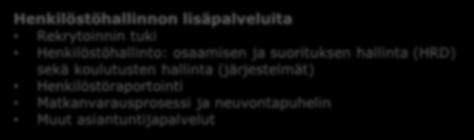 järjestelmät) Palkanlaskenta Palkkojen ja palkkioiden laskenta ja maksatus Kela ja tapaturmavakuutuskorvausten käsittely Tilitykset, tilastot ja vuosiilmoitukset viranomaisille Perusraportointi