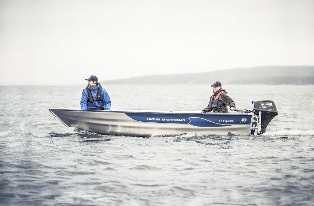 175 cm 451 cm SPORTSMAN 445 BASIC Liukuvarunkoinen perhevene, sopiva päiväretkille