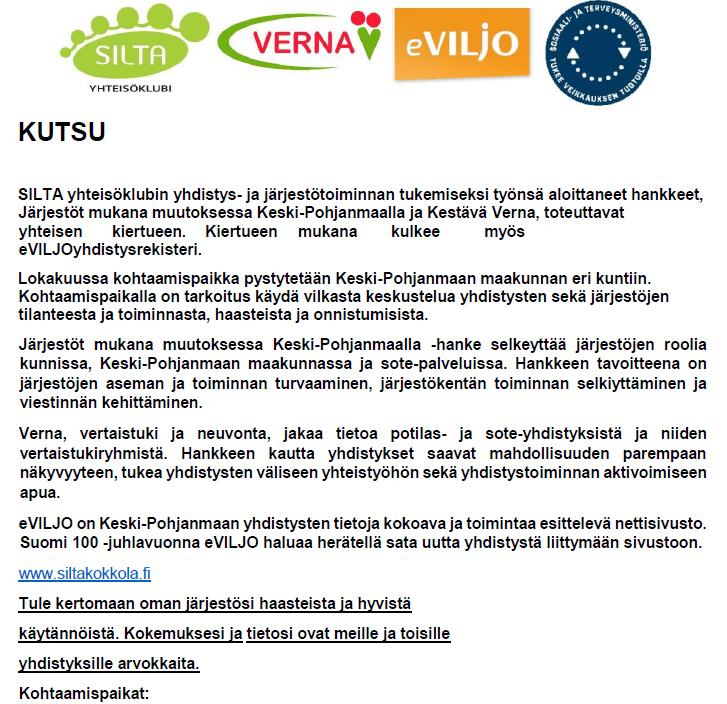 klo 15.00 18.00 Leader-ryhmä Pirityiset on rahoittanut maaseudun hankkeita jo 20 vuotta. Voisiko sinun ideasi saada Leaderrahoitusta? Tule kyselemään ja keskustelemaan.