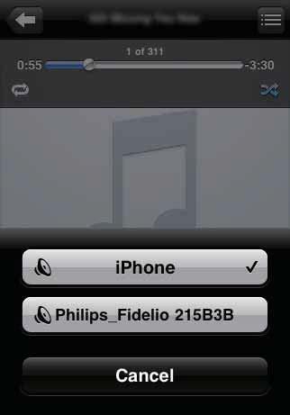 5 Toistaminen 3 Valitse AirPlay-luettelosta Philips_Fidelio XXXX (tai käyttäjän mukauttama nimi).