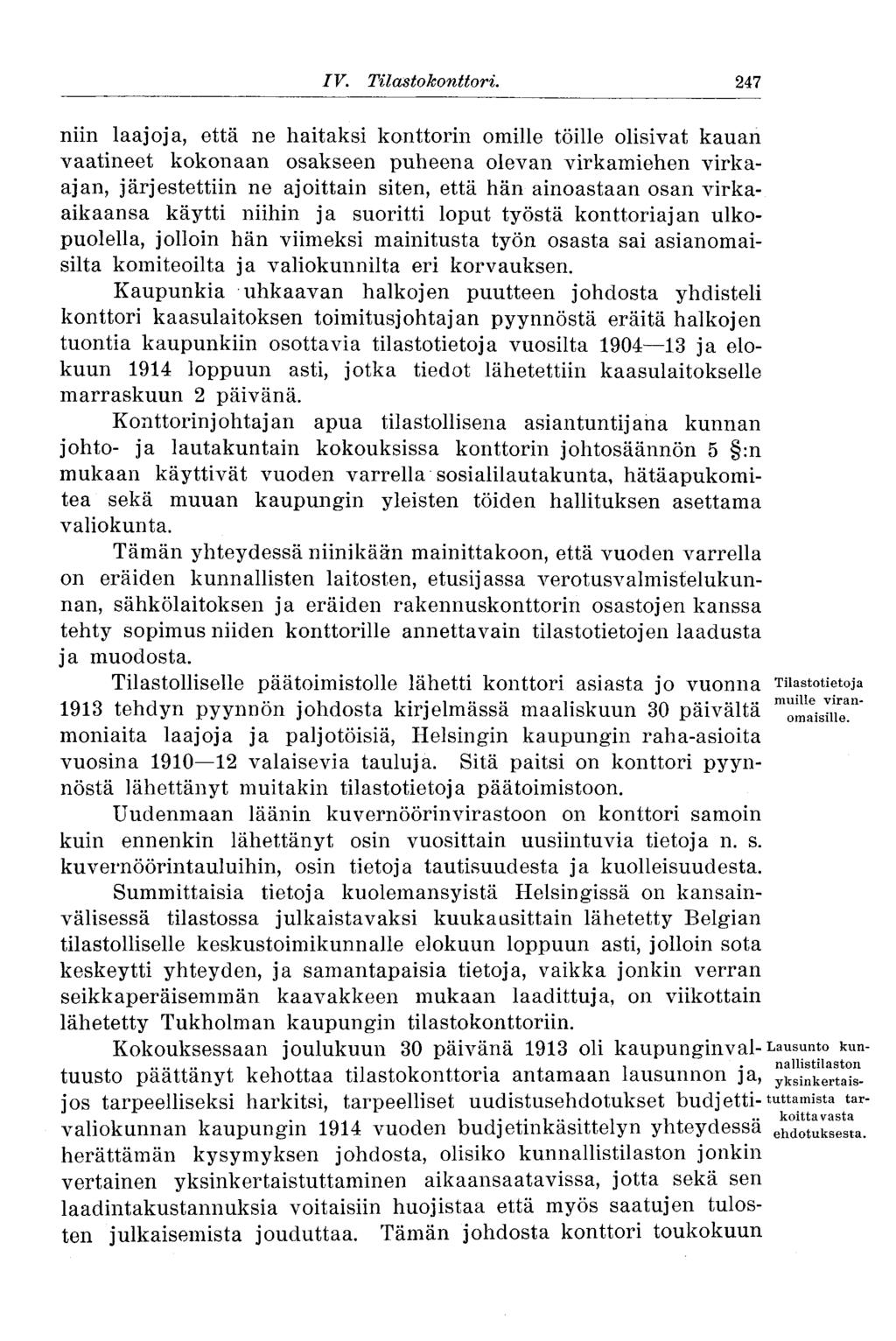 247 IV. Tilasto konttori.