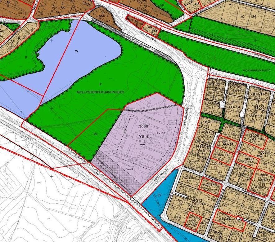 Voimassa olevassa asemakaavassa on osoitettu terveyskeskuksen alue YS-1 merkinnällä. Muu osa suunnittelualueesta on varattu puistoksi. 4 ASEMAKAAVAN SUUNNITTELUN VAIHEET 4.