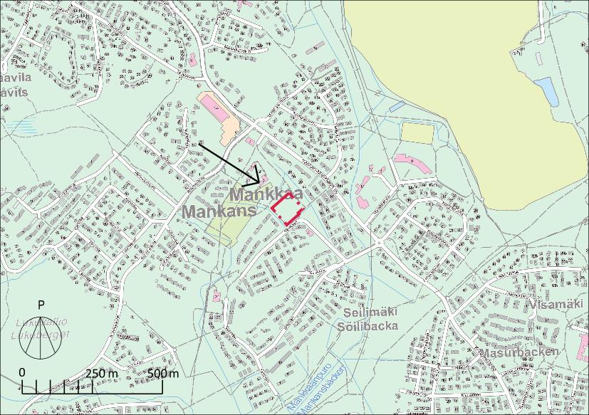2.4.2015 3 (15) 3 Suunnittelualueen kuvaus Suunnittelualue sijaitsee Espoon Mankkaalla, Seilimäen pohjoispuolella (ks. Kuva 1). Tontin pinta-ala on n. 6400 m 2. Kuva 1. Suunnittelualueen sijainti, kortteli 26104.