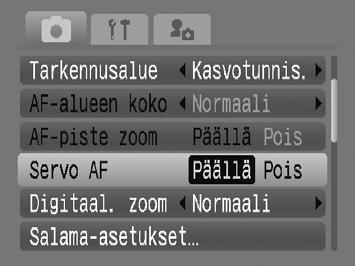 Tarkennus voidaan lukita. Kun tarkennus on lukittu, sormen nostaminen pois laukaisinpainikkeelta ei muuta tarkennusta. 84 % Tarkennuksen lukituksen käyttäminen Tarkentaminen.