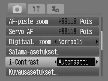 @ Tummien kohteiden säätäminen ja kuvaaminen (i-contrast) Kun ihmisten kasvot tai kohde ovat tummia, voit ottaa kuvia, joissa tummat