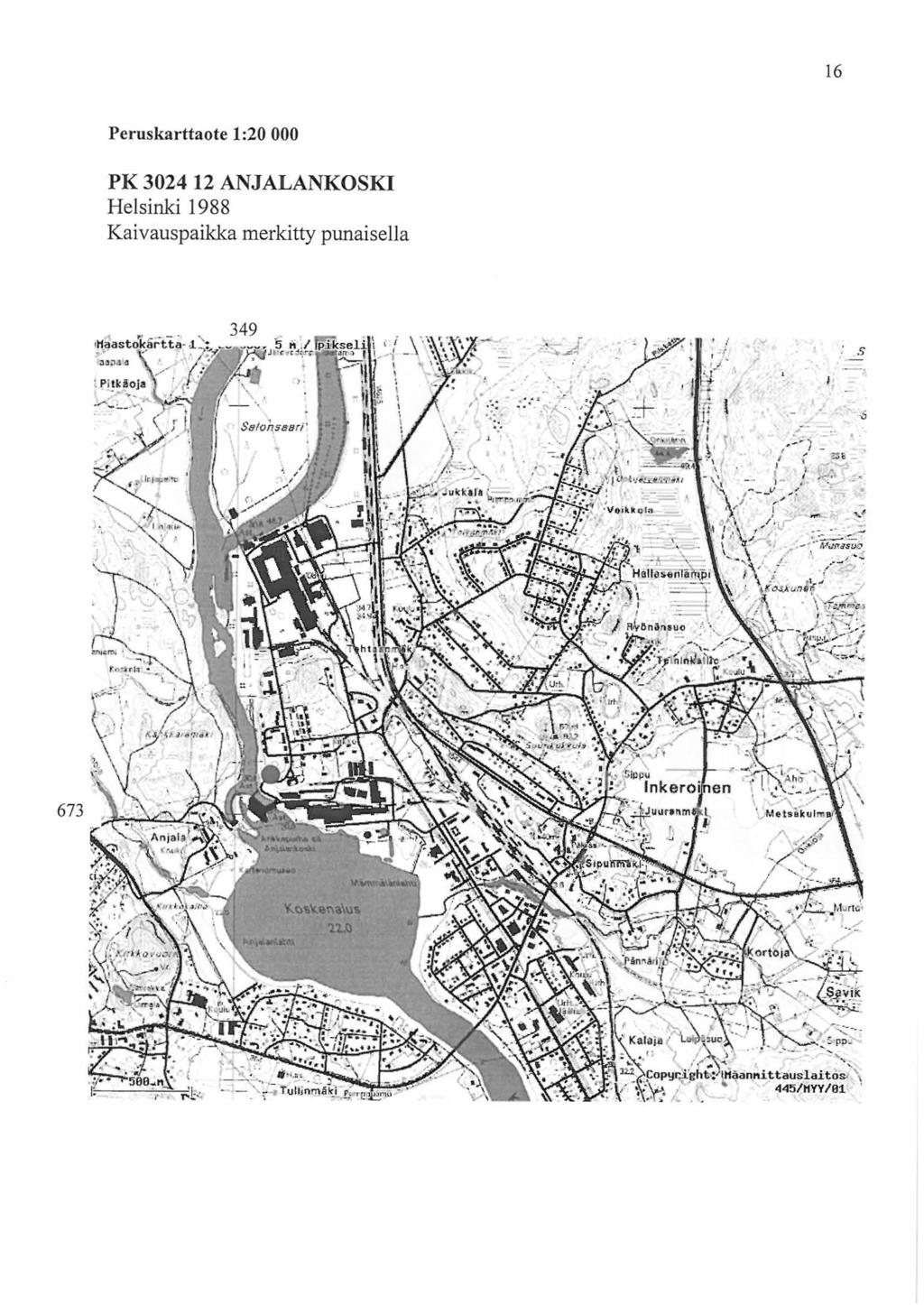 16 Peruskarttaote 1:20 000 PK 3024 12 ANJALANKOSKI Helsinki 1988