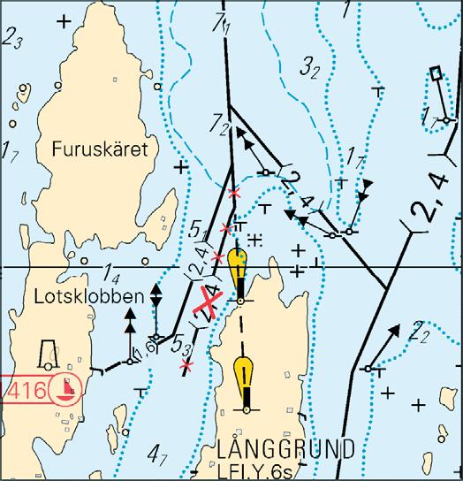 14 2-2016 III Pohjanlahti Bottniska viken Gulf of Bothnia *19. 44 E,F/811/812/812.1 Suomi. Selkämeri. Kristiinankaupunki. Långgrundin -väylä (2.4/1.6 m). Väylälinjauksen muutos. Uudet viitat.