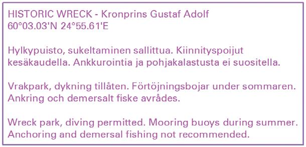 2 2-2016 I Suomenlahti Finska viken Gulf of Finland *9. 18, 191 A,B/626 Suomi. Helsingin edusta. Kustaa Adolfin kari. Historiallinen hylky. Karttamerkintä. Finland. Utanför Helsingfors.