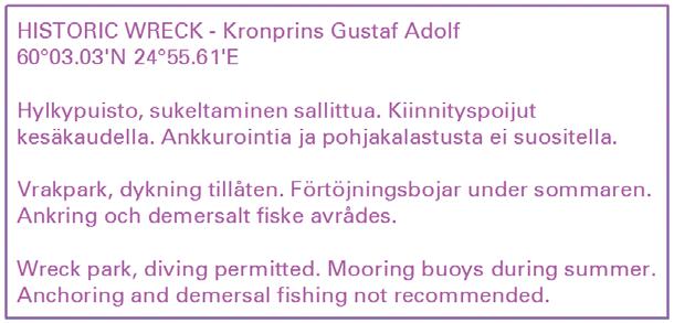 2 2-2016 I Suomenlahti Finska viken Gulf of Finland *9. 18, 191 A,B/626 Suomi. Helsingin edusta. Kustaa Adolfin kari. Historiallinen hylky. Karttamerkintä. Finland. Utanför Helsingfors.