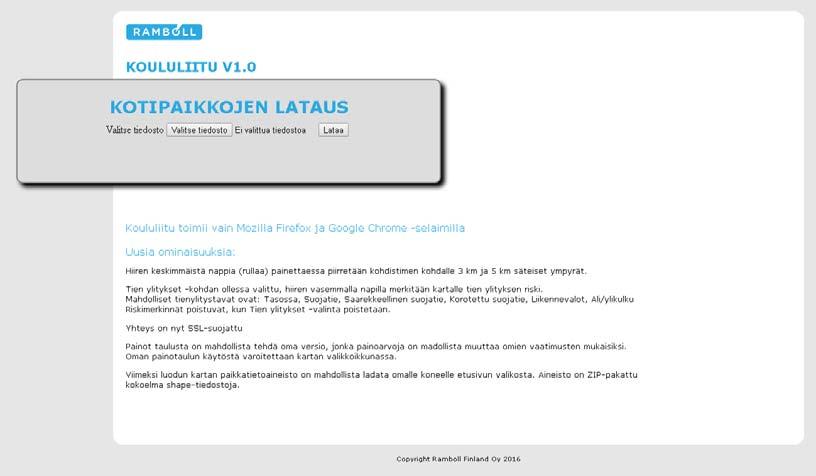 Toiminnolla Kotipaikkojen lataus päästään valikkoon, josta on mahdollista tuoda CSV muotoinen oppilastiedot sisältävä aineisto ohjelmaan.
