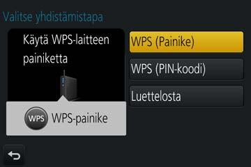 Wi-Fi Tietoja yhteyksistä Yhteys langattoman yhteyspisteen kautta ([Verkon kautta]) Valitse yhteysmenetelmä langattomaan yhteyspisteeseen.