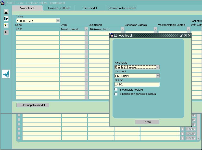 Ipost-välitystapa perustetaan Laskujen välitys ohjelman