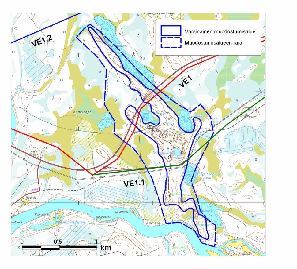 Taulukko 4. Pohjavesialueet, joiden kautta tai läheltä suunniteltu voimajohto kulkee.