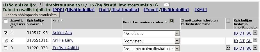 Jos et valitse mitään ryhmää ja klikkaat suoraan kirjekuoren kuvasta, pääset lähettämään viestin kaikille kurssille ilmoittautuneille.