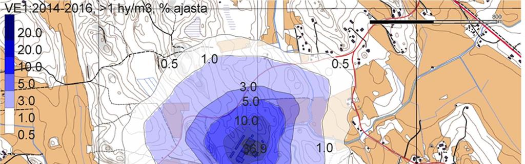 9 Kuva 5: VE1, hajupitoisuuden 1 HY ylittävien