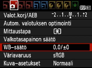 2 Värisävyn säätäminen valolähteen muaann Voit orjata määritettyä valotasapainoa.