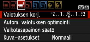 3 Valiotoimintojen asetuset [y]-välilehti Valotusen orjaus Voit määrittää videoiden valotusen orjausta ±3 ysiöä 1/3 ysiön välein. Auto Lighting Optimizer (Autom.