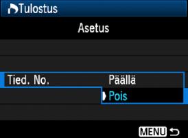 1 Valitse [3]-välilehdessä [Tulostus] ja paina sitten <0>-painietta. 2 Valitse [Asetus].